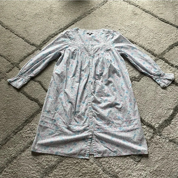Eileen West pajama dress pj Cotton Floral Button front  Nightgown XS - Picture 1 of 11